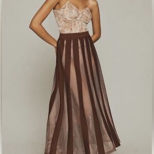 Anthropologie Brown Sheer Maxi Skirt